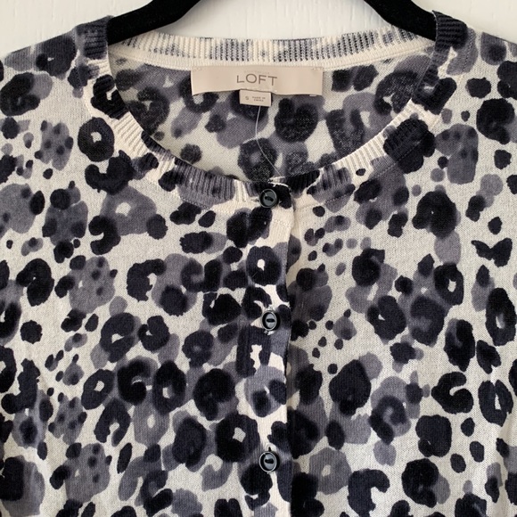 NWT LOFT Print Crewneck Long Sleeves Cardigan - Picture 5 of 13